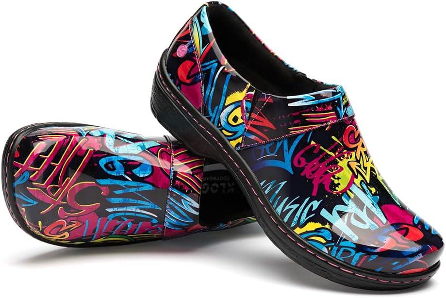 image:imageKlogs Footwear Mission Womens Shoes Premium Healthcare Shoes for Stability amp Comfort SlipResistant LatexFree Lightweight Design All Day Comfort and SupportNeon Graffiti Patent